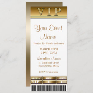 Invitation Billet VIP Gold & White Elegant Dîner Party