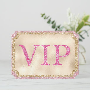 Invitation Billet VIP Parties scintillant rose et or