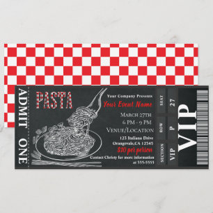 Invitation Billet VIP pour dîner de pâtes rustique