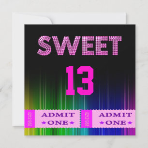 Invitation Billets amusants pour 13e anniversaire sucré 13