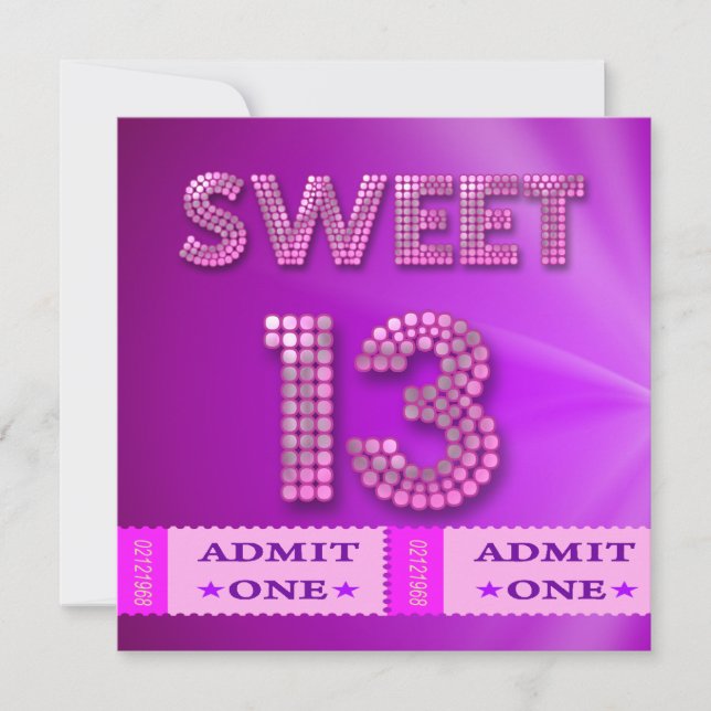 Invitation Billets amusants pour 13e anniversaire Sweet 13 (Devant)
