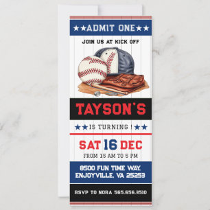 Invitation Billets de base-ball de première année en bas 1er