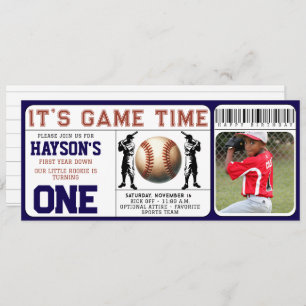 Invitation Billets de base-ball première année bas 1er annive