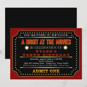 Invitation Billets de cinéma fête d'anniversaire