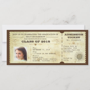 Invitation Billets de diplômes vintages avec photo
