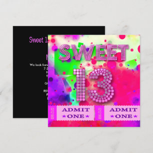 Invitation Billets de fête d'anniversaire 13 ans Fun 13