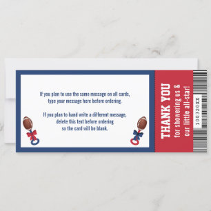 Invitation Billets de football, Baby shower Invita