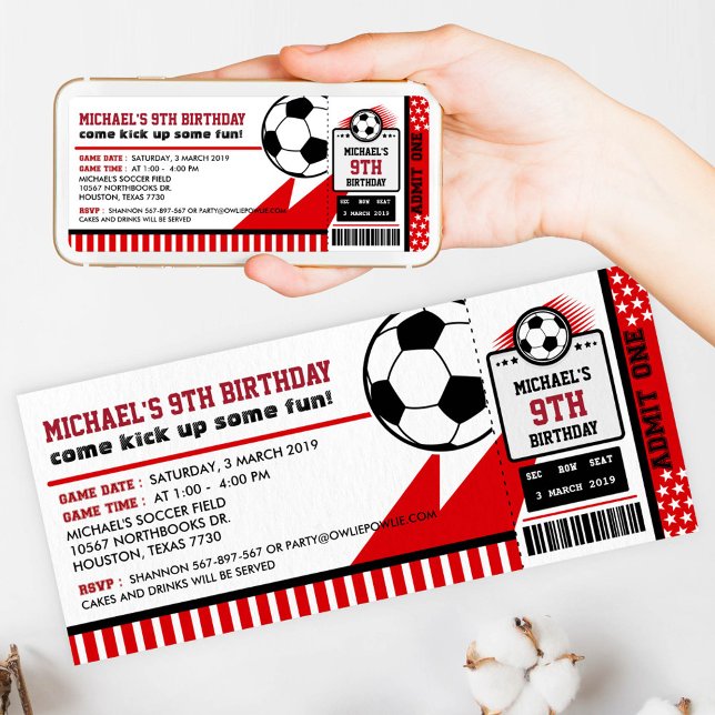 Invitation Billets de football Pass Anniversaire Fête Invitat (Créateur téléchargé)