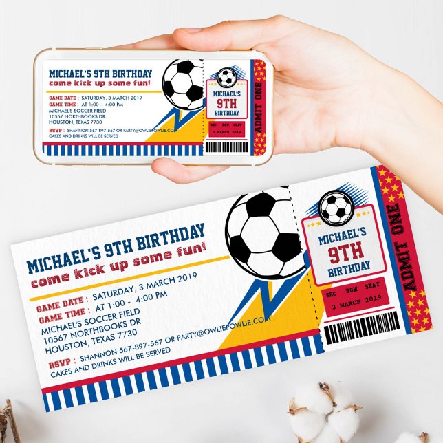 Invitation Billets de football Pass Anniversaire Fête Invitat (Créateur téléchargé)