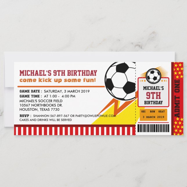Invitation Billets de football Pass Anniversaire Fête Invitat (Devant)