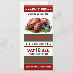 Invitation Billets de football première année bas 1er anniver