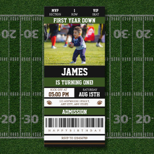 Invitation Billets de football première année bas 1er anniver