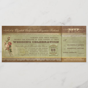 Invitation Billets de mariage rustique vintage avec RSVP