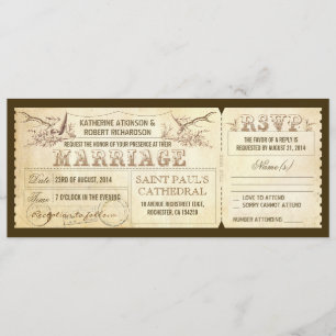 Invitation Billets de mariage vintage avec Antlers de cerfs