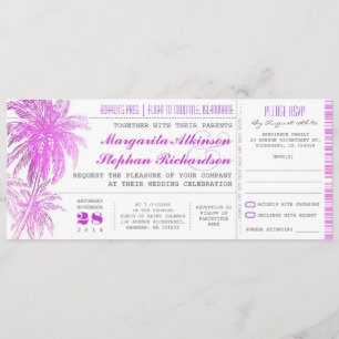 Invitation billets de mariage violet plage -carte d'embarquem