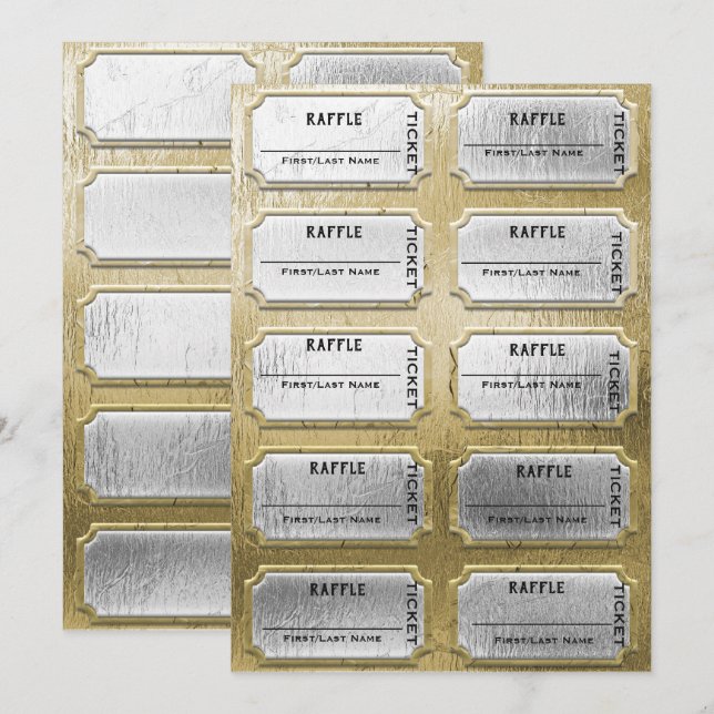 Invitation Billets de roulettes d'or et d'argent (Devant / Derrière)