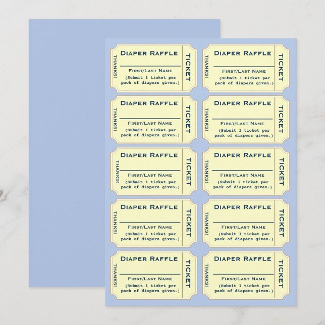 Invitation Billets de tirage au sort de couches (Devant / Derrière)