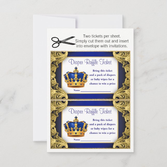 Invitation Billets de tombola de couche Prince (Devant)
