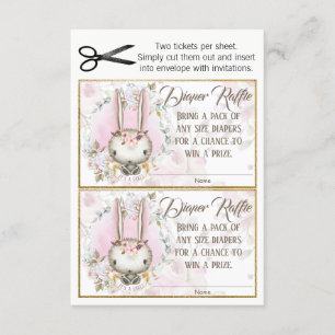 Invitation Billets de tombola pour couche de bébé fille lapin