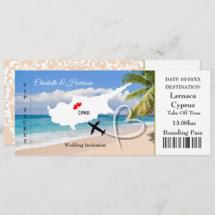 Invitation Billets d'embarquement Mariage Destination Chypre
