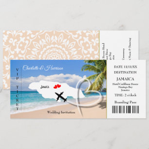 Invitation Billets d'embarquement Mariage Destination Jamaïqu