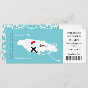 Invitation Billets d'embarquement Mariage Destination Jamaïqu
