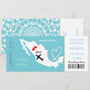 Invitation Billets d'embarquement Mariage Destination Mexique