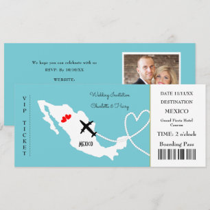 Invitation Billets d'embarquement Mariage Destination Mexique