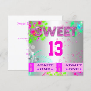 Invitation Billets pour fête d'anniversaire des 13 ans Fun