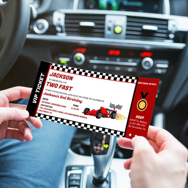 Invitation Billetterie de la course automobile d'anniversaire (Créateur téléchargé)