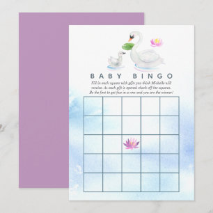 Invitation Bingo Baby Shower aquarelle Cygne
