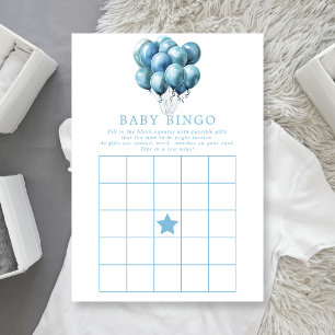Invitation Bingo Baby Shower Garçon Aquarelle Ballons Bleus