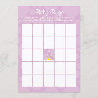 Invitation Bingo baby shower - Rubber Ducky Thème - Lilac