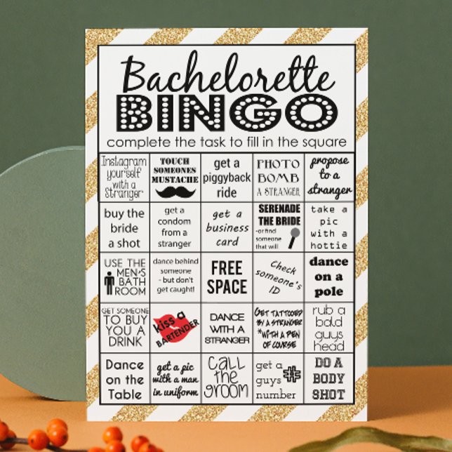 Invitation Bingo Bachelorette Or, Jeu De Fête, Défi (Créateur téléchargé)