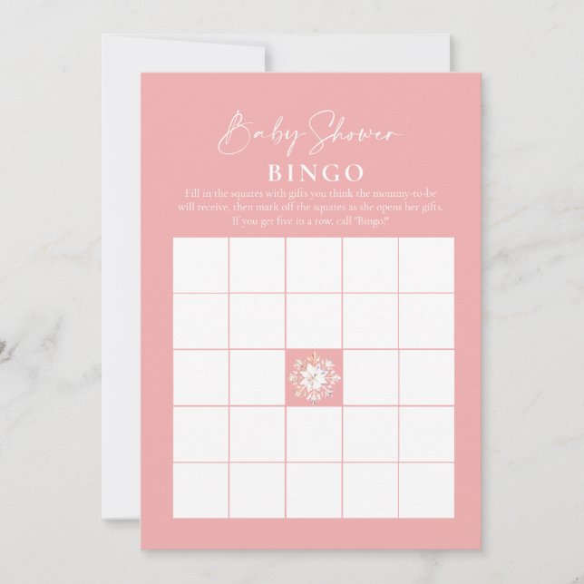 Invitation Bingo Bingo Pink Baby shower d'hiver Jeux (Devant)