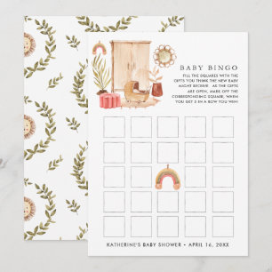 Invitation Bingo de Baby Shower Bohème Genre Neutre