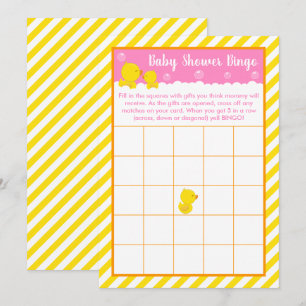 Invitation Bingo de Baby Shower Canard en Caoutchouc Jaune et