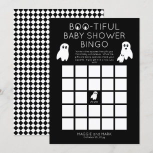 Invitation Bingo de Baby shower pour Halloween Fantômes