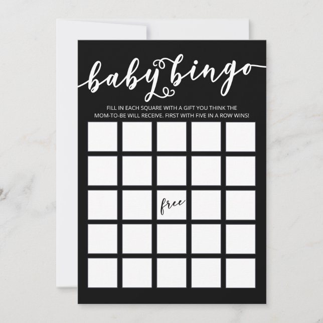 Invitation Bingo de Baby shower simple et élégant (Devant)