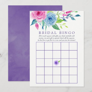 Invitation Bingo de la douche de mariage aux fleurs aquarelle