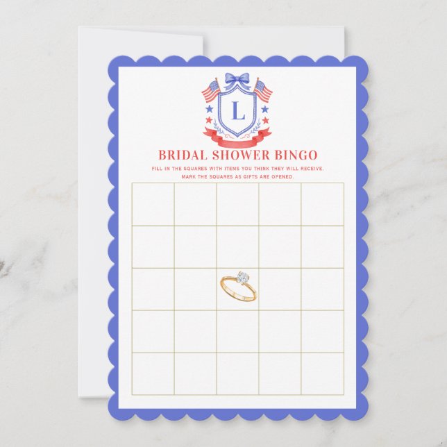 Invitation Bingo de la douche de mariée rouge blanc & je fais (Devant)