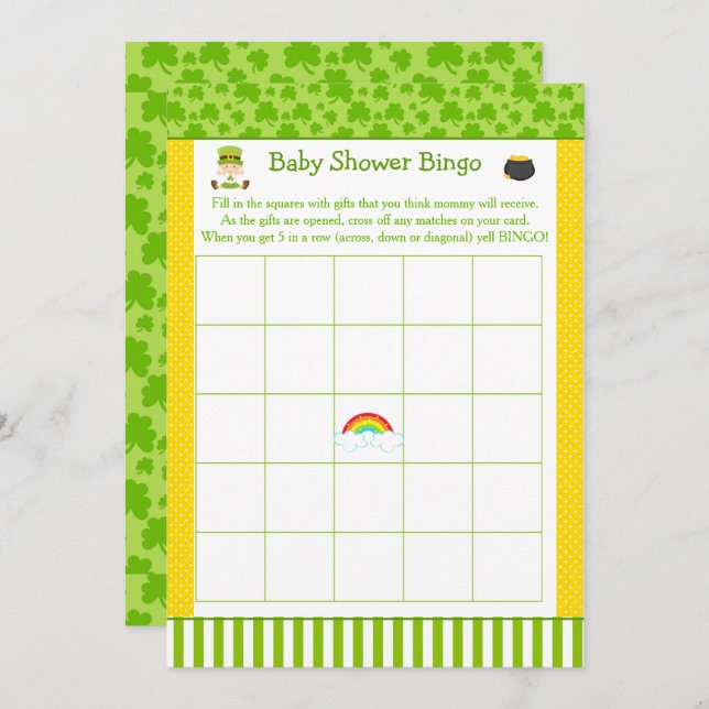 Invitation Bingo de la Fille Baby shower (Devant / Derrière)
