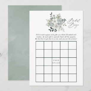 Invitation Bingo de Lancement de Mariage Aquarelle Argent Sag