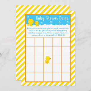 Invitation Bingo en caoutchouc Ducky Jaune et Baby shower ble