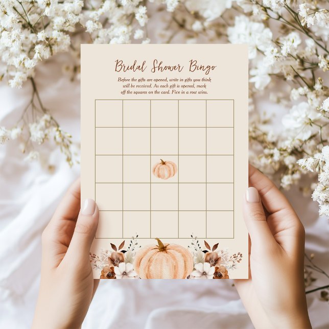 Invitation Bingo Fall Pumpkin Bridal Shower Game Card (Créateur téléchargé)