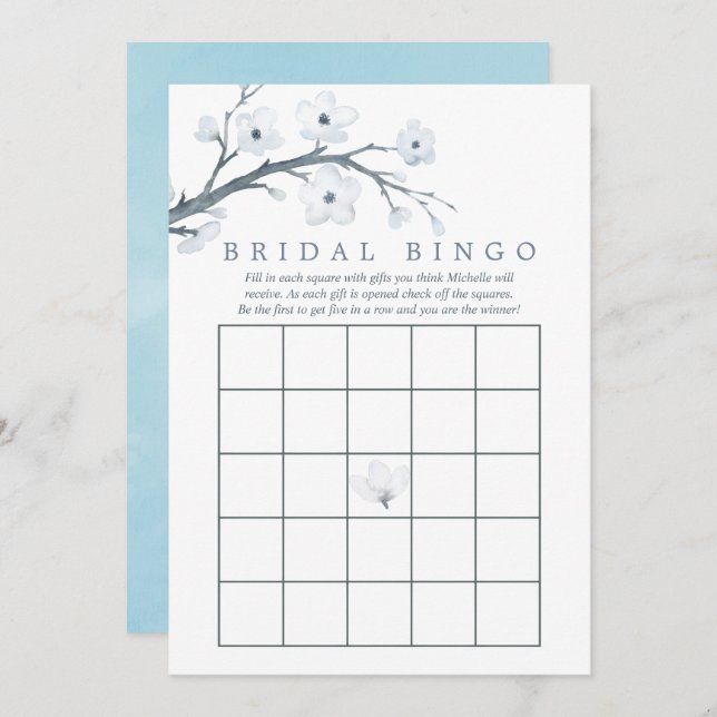 Invitation Bingo Fête des mariées Cerise Fleurs (Devant / Derrière)