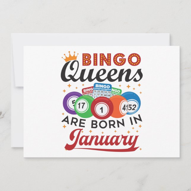 Invitation Bingo Queens Are Born in Janvier Anniversaire (Devant)