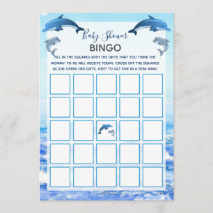 Invitation Bingo sur le Baby shower océanique des dauphins et