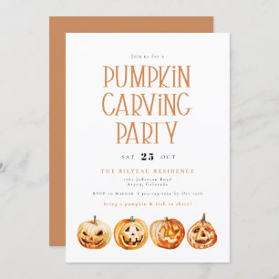Invitation BINX Automne Halloween Citrouille de l'aquarelle
