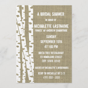 Invitation Birch Trees et Fête des mariées Burlap